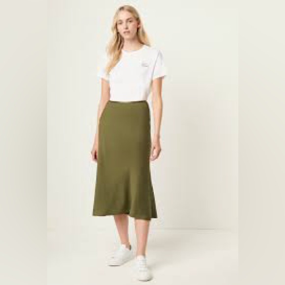 French Connection Alessia Midi Satin Slip Skirt - Picture 1 of 6
